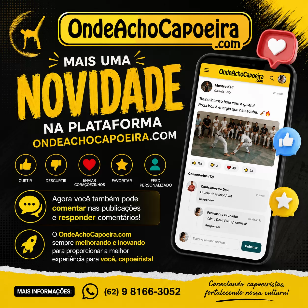 Cartaz do comunicado 🚀 NOVIDADE NO ONDEACHOCAPOEIRA.COM! 🥳
