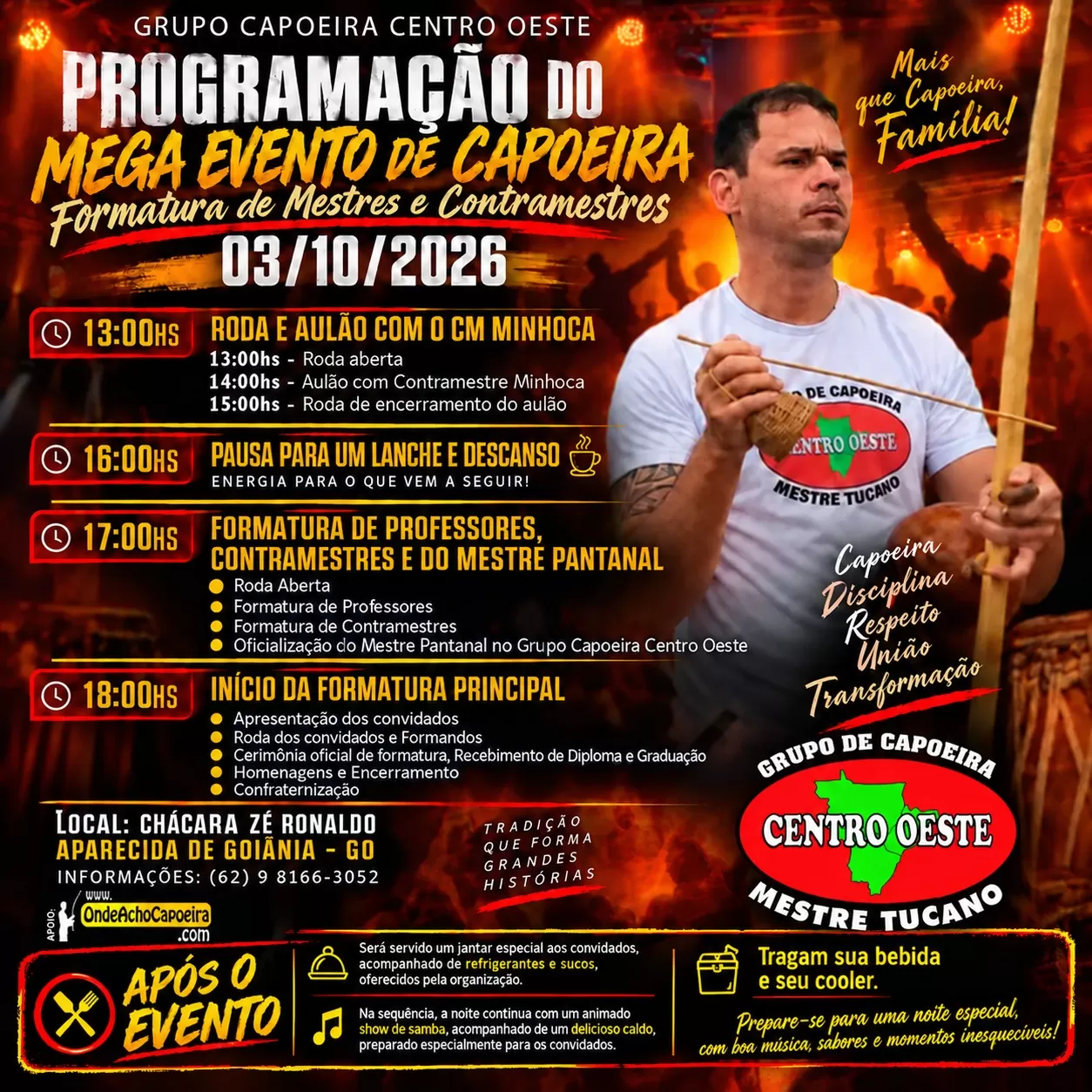 Cartaz da notícia Programação do Mega Evento de Capoeira - 03/10/2026